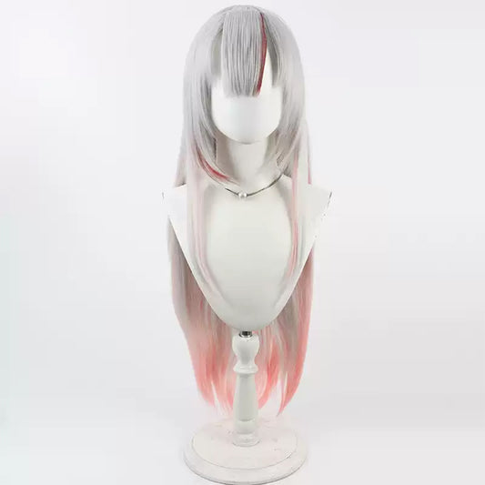 Hololive YouTube VTuber Nakiri Ayame Silver Grey Pink Cosplay Wig A Edition
