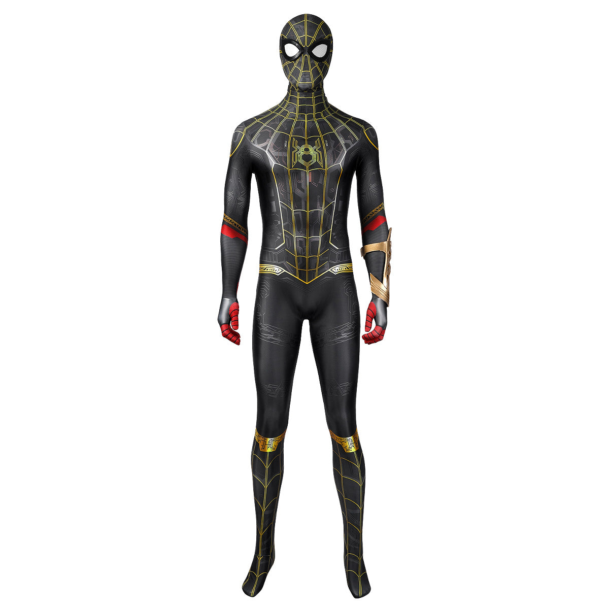 Marvel Spider-Man 3 No Way Home Spider Man 3 Peter Parker Black and Gold Suit Jumpsuit Zentai Halloween Cosplay Costume