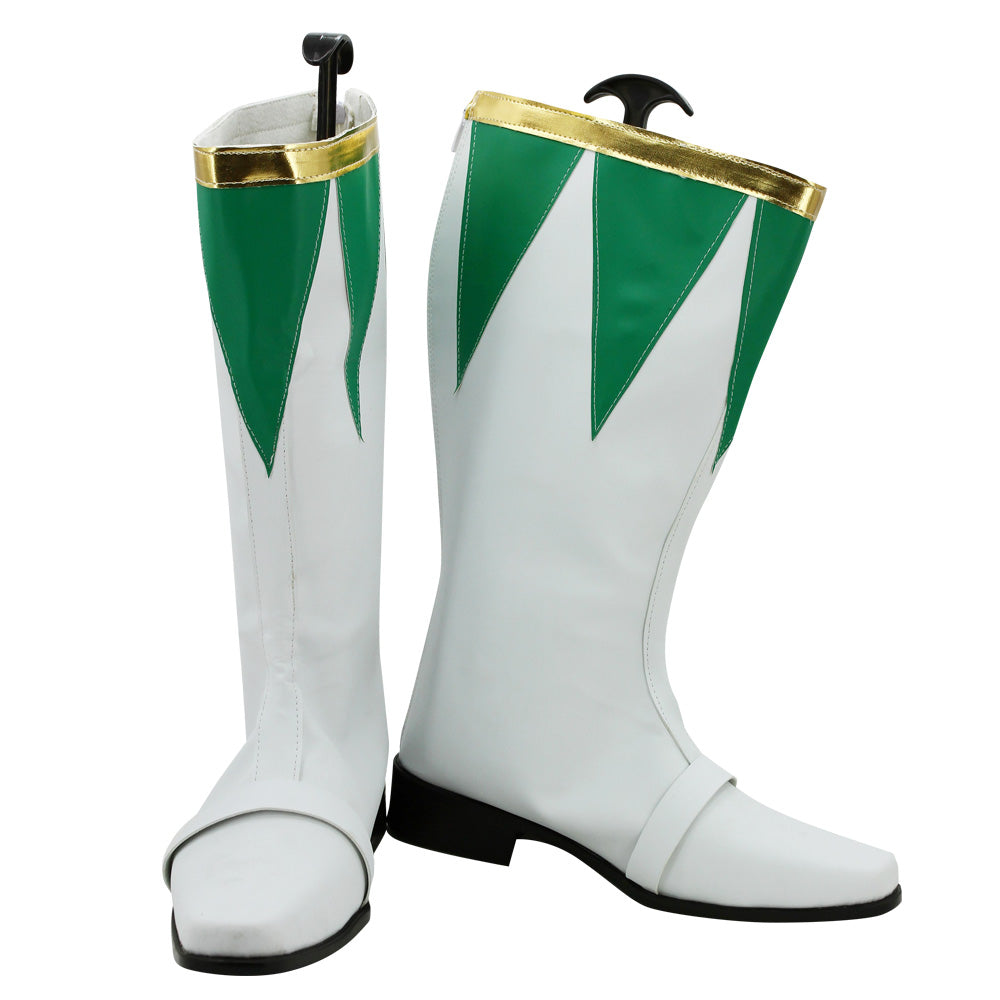 Mighty Morphin Power Rangers Green Ranger Green White Shoes Cosplay Boots