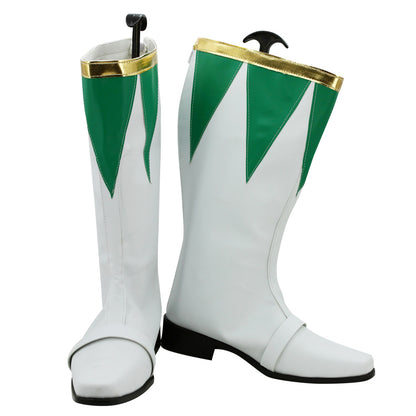 Mighty Morphin Power Rangers Green Ranger Green White Shoes Cosplay Boots