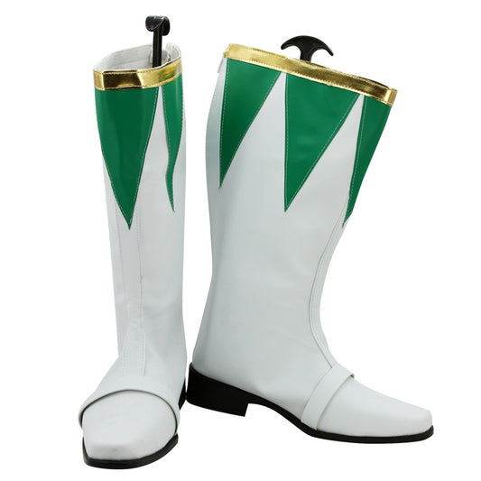 Mighty Morphin Power Rangers Green Ranger Green White Shoes Cosplay Boots