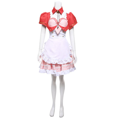 Final Fantasy VII Remake FF7R Aerith Gainsborough Pink Maid Cosplay Costume Design by@Lino