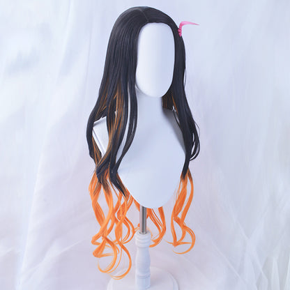 Demon Slayer: Kimetsu No Yaiba Nezuko Kamado Black Orange Cosplay Wig