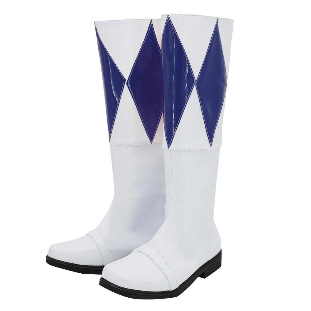 Mighty Morphin Power Rangers Blue Ranger Blue White Shoes Cosplay Boots