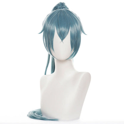 Genshin Impact Yelan Negro Morado Cosplay Peluca