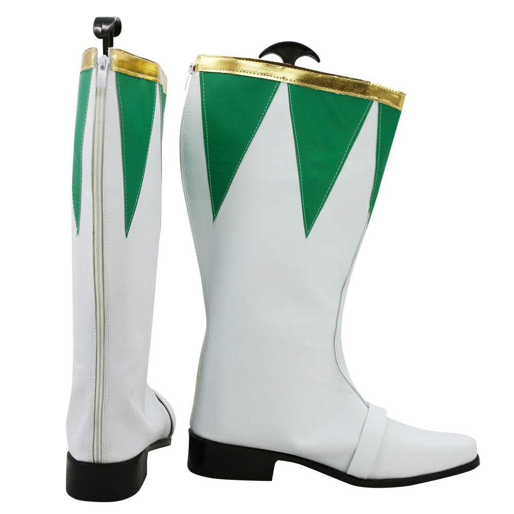 Mighty Morphin Power Rangers Green Ranger Green White Shoes Cosplay Boots