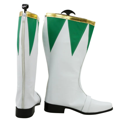 Mighty Morphin Power Rangers Green Ranger Green White Shoes Cosplay Boots