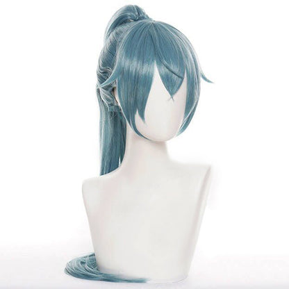 Genshin Impact Yelan Negro Morado Cosplay Peluca