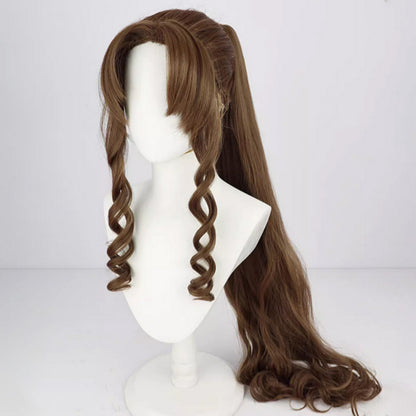 Final Fantasy VII Remake Aerith Gainsborough Brown Cosplay Wig
