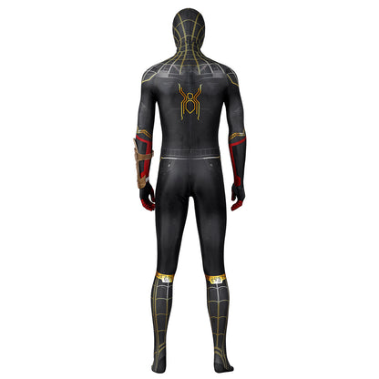 Marvel Spider-Man 3 No Way Home Spider Man 3 Peter Parker Black and Gold Suit Jumpsuit Zentai Halloween Cosplay Costume