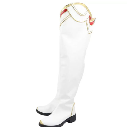 Clair Obscur: Expedition 33 Maelle White Flowers Suit Outfit White Shoes Cosplay Boots