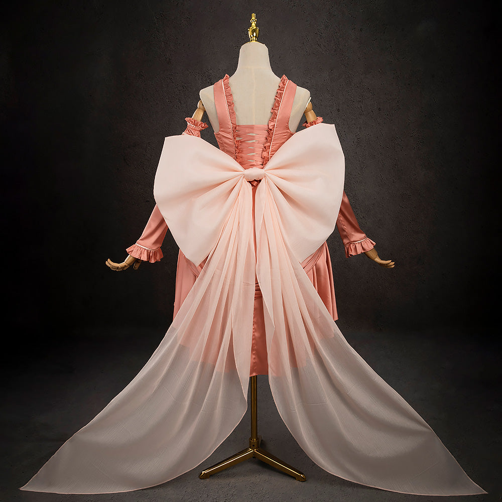 pink cosplay dress The Little Mermaid Princess Cosplay Costume Pink Dress with Neckpiece and Sleeves