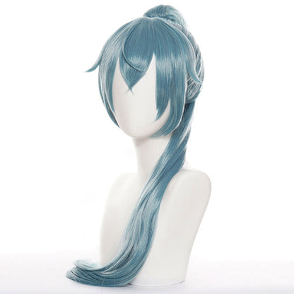 Genshin Impact Yelan Negro Morado Cosplay Peluca