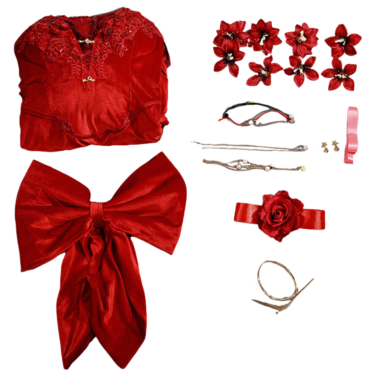 Final Fantasy VII Remake FF7 Aerith Gainsborough Red Dress Cosplay Costume