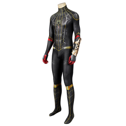 Marvel Spider-Man 3 No Way Home Spider Man 3 Peter Parker Black and Gold Suit Jumpsuit Zentai Halloween Cosplay Costume
