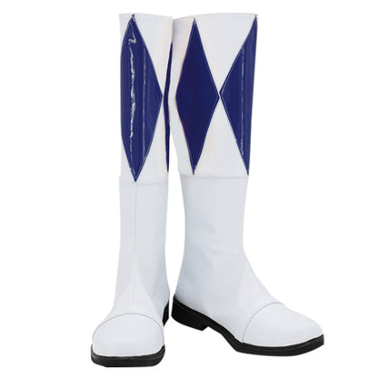 Mighty Morphin Power Rangers Blue Ranger Blue White Shoes Cosplay Boots