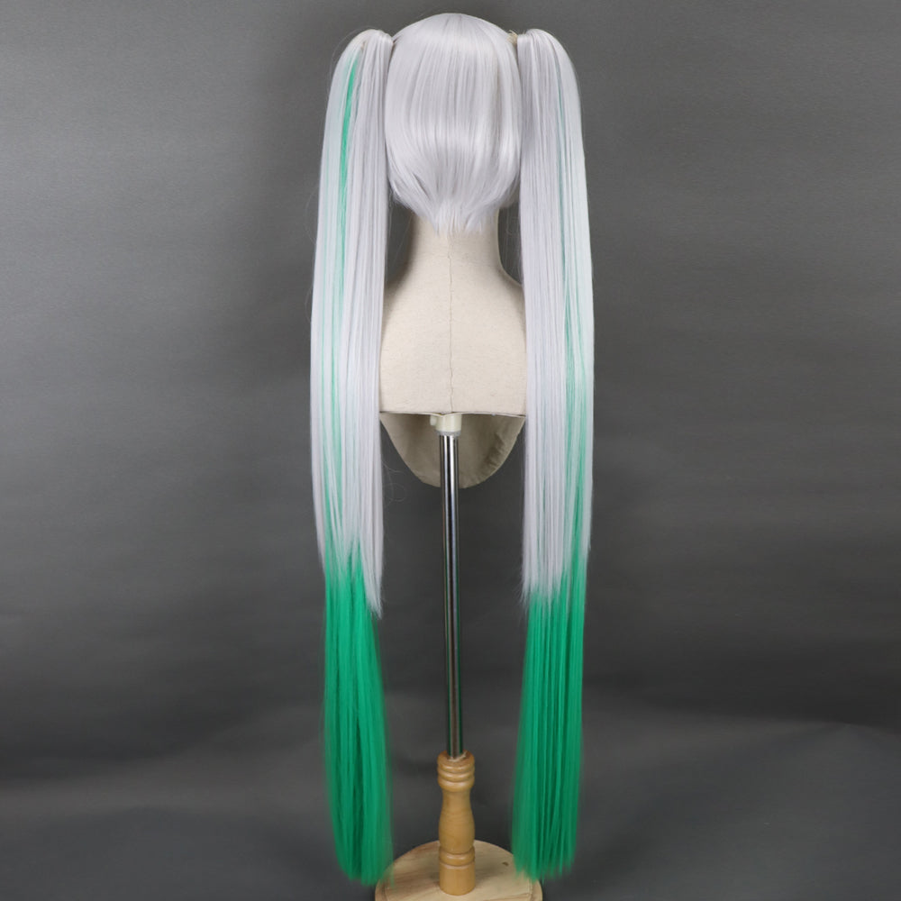 Project Voltage Pokemon X Hatsune Miku Fighting-type Silver Green Cosplay Wig