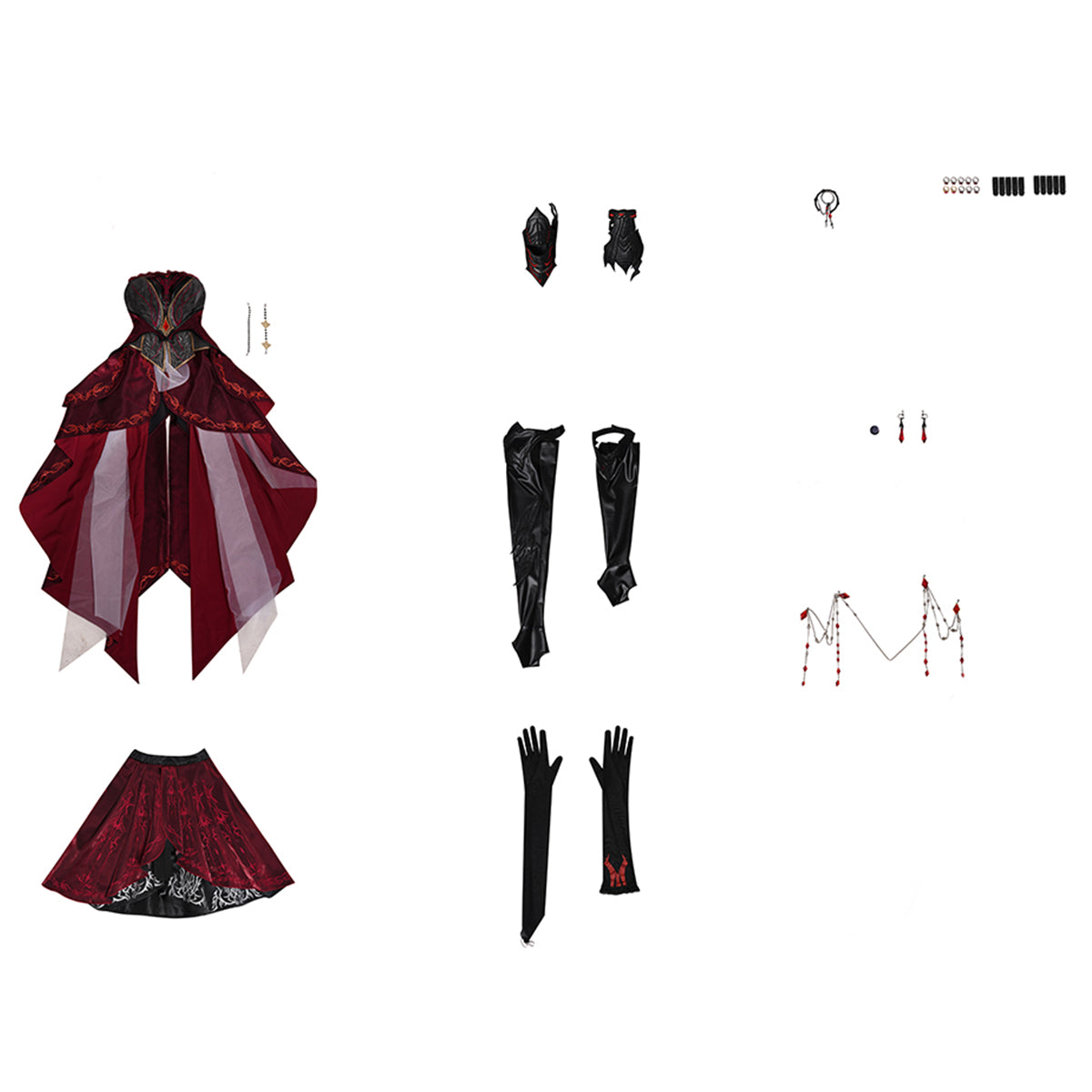 即日発送SCARLET、BLACK COSTUME 100％ & 400%セット Love And Deepspace Hunter Protagonist Scarlet Passion Cosplay