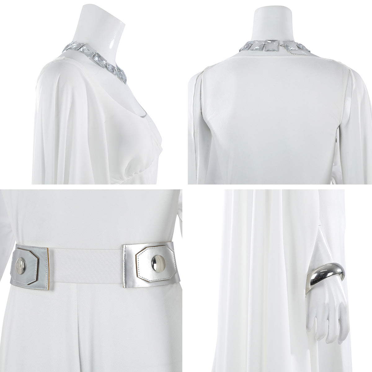 princess leia white dress belt Leia Organa Medal Ceremony Dress White Dress Cosplay Costume