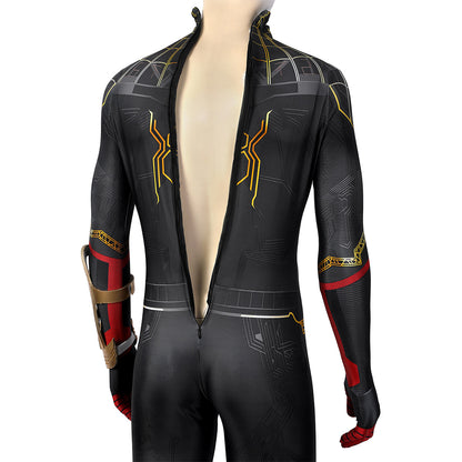 Marvel Spider-Man 3 No Way Home Spider Man 3 Peter Parker Black and Gold Suit Jumpsuit Zentai Halloween Cosplay Costume