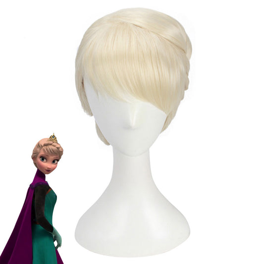 Frozen Elsa Snow Queen Outfit Coronation Golden White Cosplay Wig