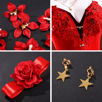 Final Fantasy VII Remake FF7 Aerith Gainsborough Red Dress Cosplay Costume