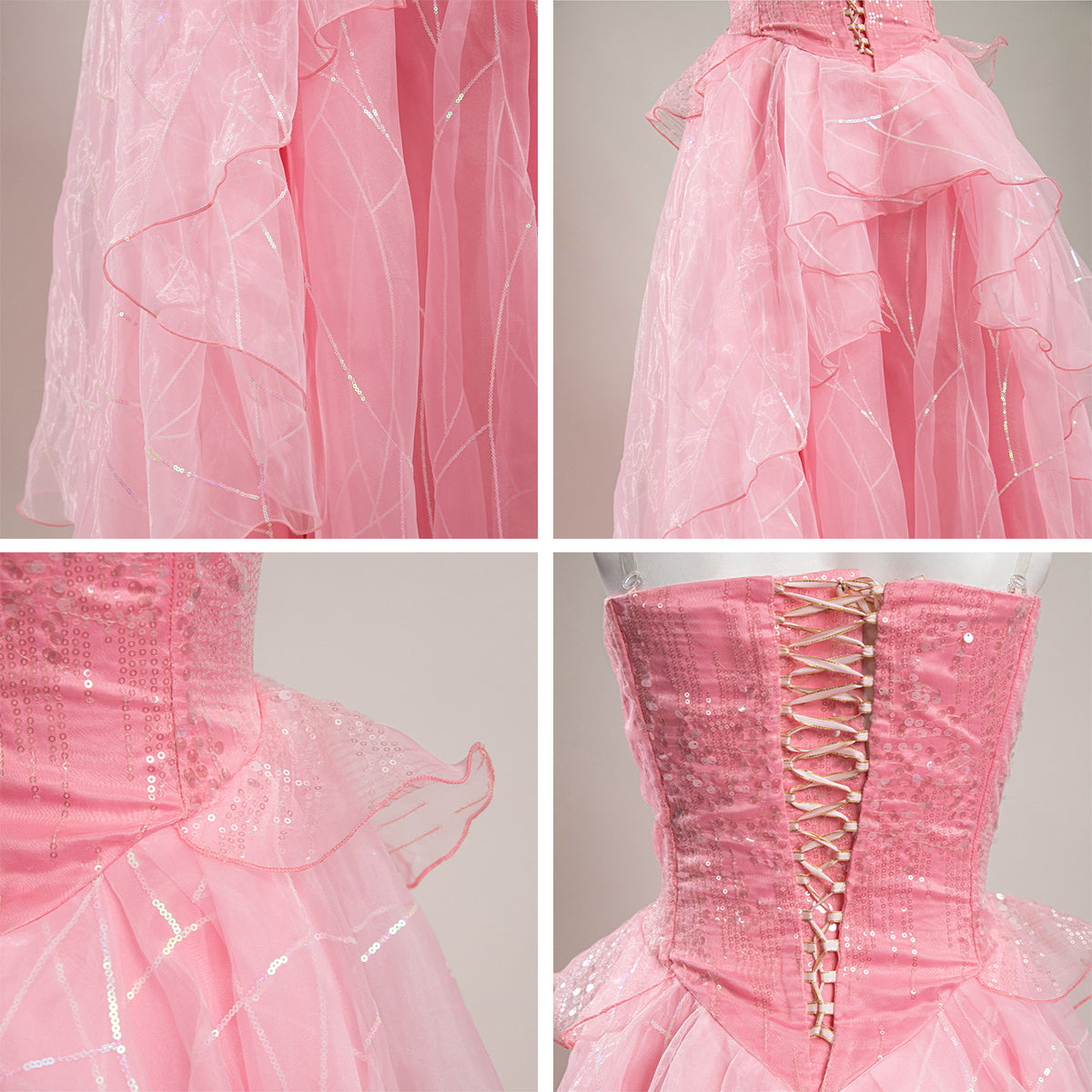 Wicked (2024) Glinda Pink Dress Cosplay Costume Male / M Wicked (2024) Glinda Pink Dress Cosplay Costume Male / M