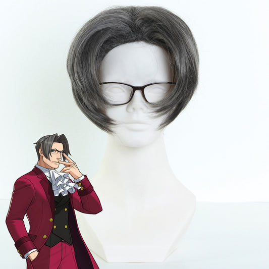 Ace Attorney Gyakuten Saiban Miles Edgeworth Gray Cosplay Wig