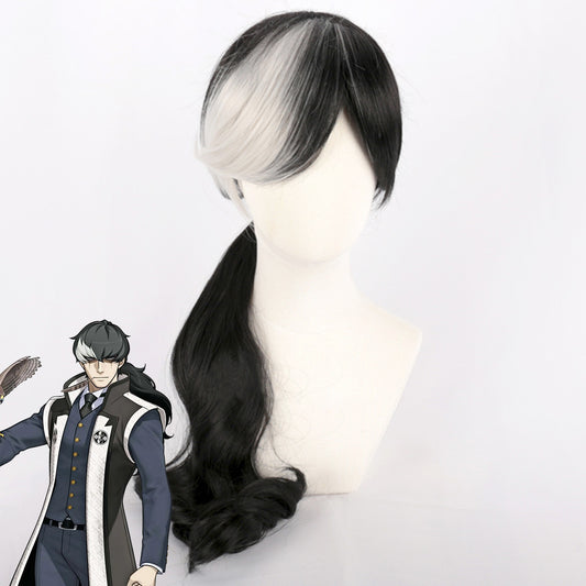 Ace Attorney Simon Blackquill Black White Cosplay Wig