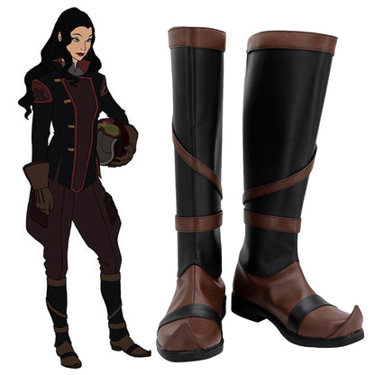 Avatar The Legend of Korra Asami Sato Black Shoes Cosplay Boots
