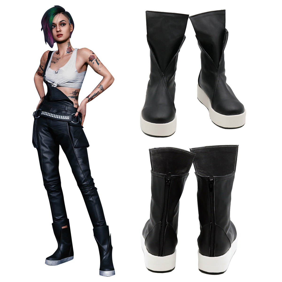 Cyberpunk 2077 Judy Alvarez Black Cosplay Shoes