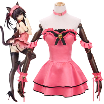 Date A Live Tokisaki Kurumi Nightmare Pink Cat Cosplay Costume