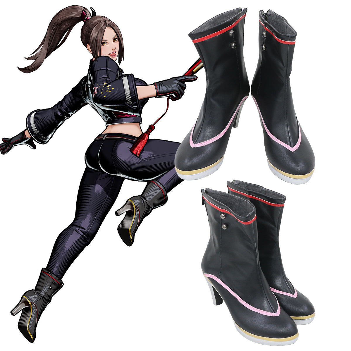Akatsuki Deidara de Naruto Halloween zapatos blancos botas de Cosplay