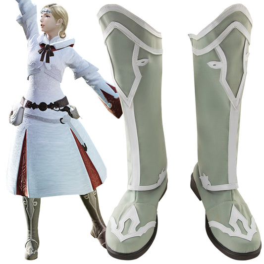 Final Fantasy XIV White Mage Brown Shoes Cosplay Boots