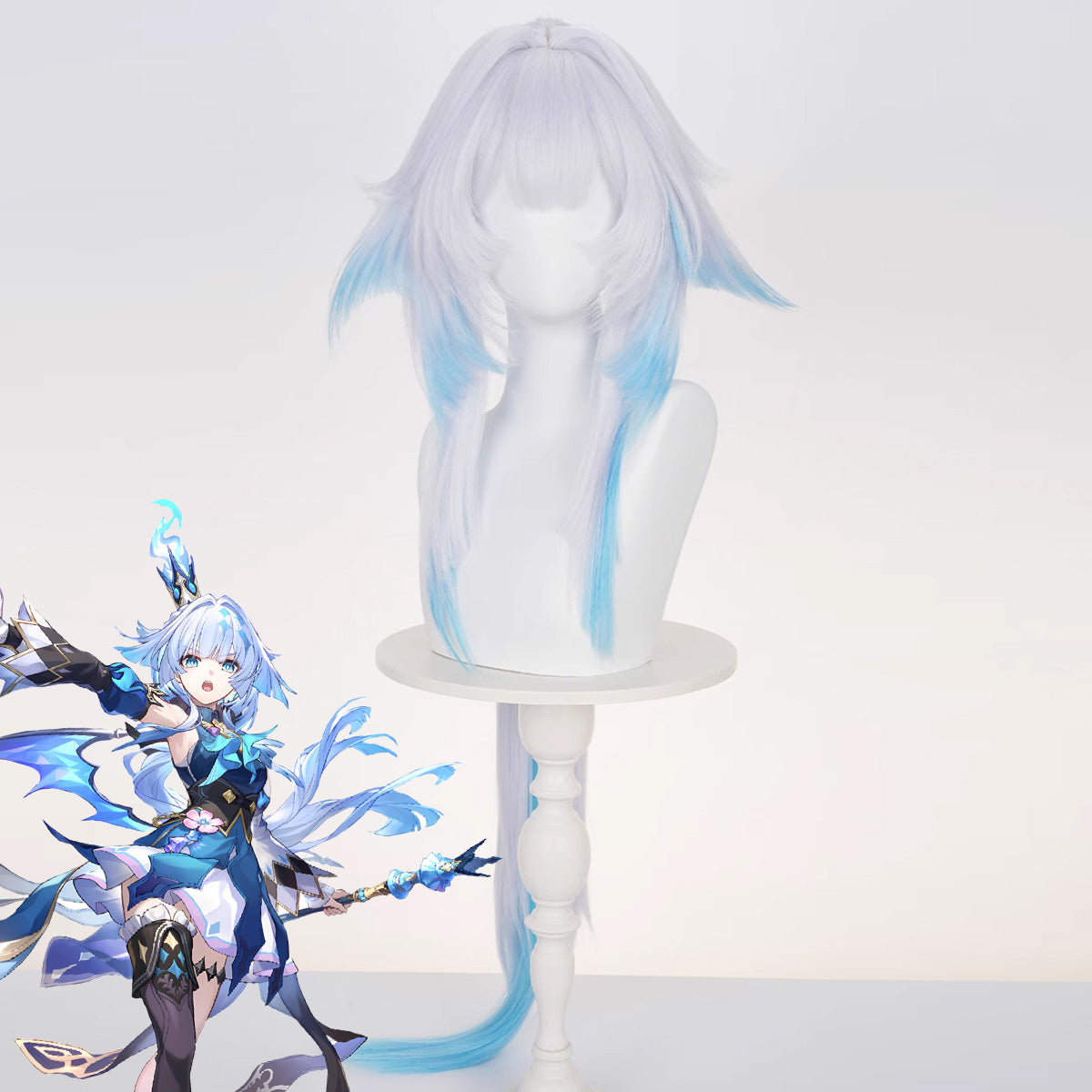 Honkai: Star Rail Cerydra Blue Cosplay Wig