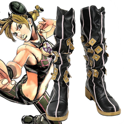Jojo'S Bizarre Adventure: Stone Ocean Cujoh Jolyne Black Shoes Cosplay Boots