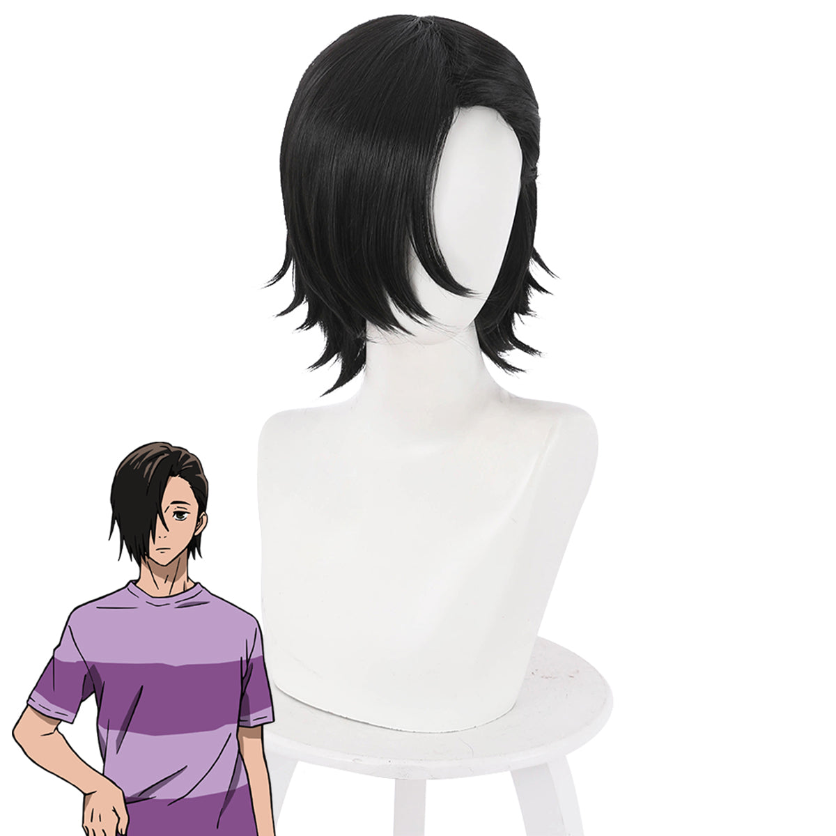 Genshin Impact Yelan Noir Violet Cosplay Perruque