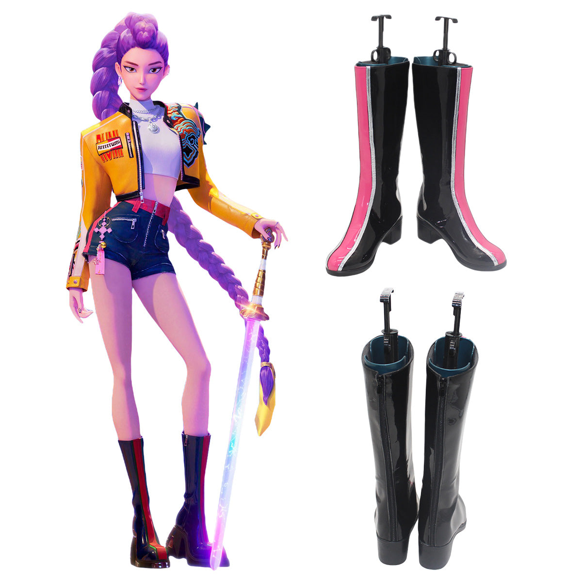 Kpop Demon Hunters Rumi Black Shoes Cosplay Boots - Gcosplay