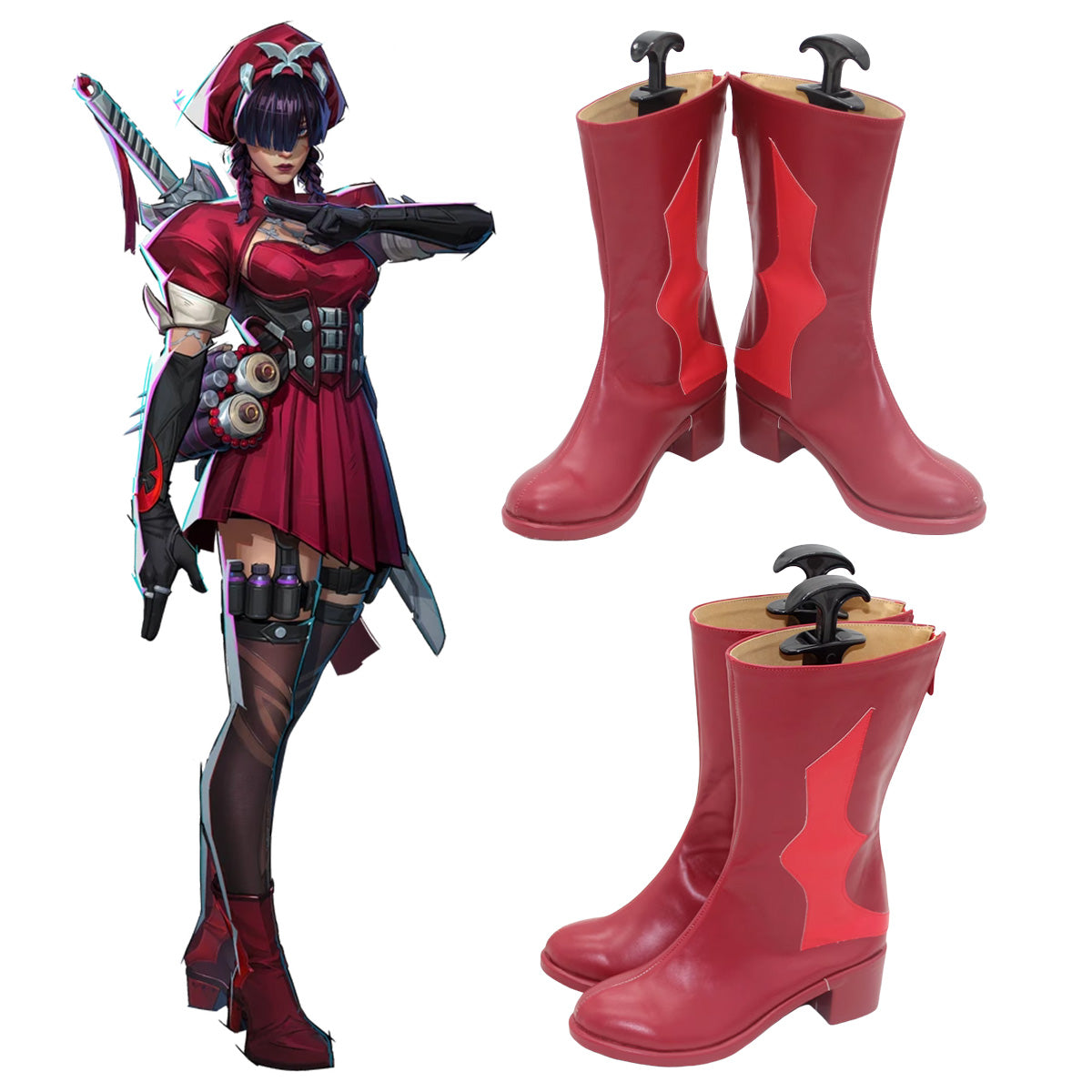 MAV Rivals Psylocke Blood Kariudo Red Shoes Cosplay Boots