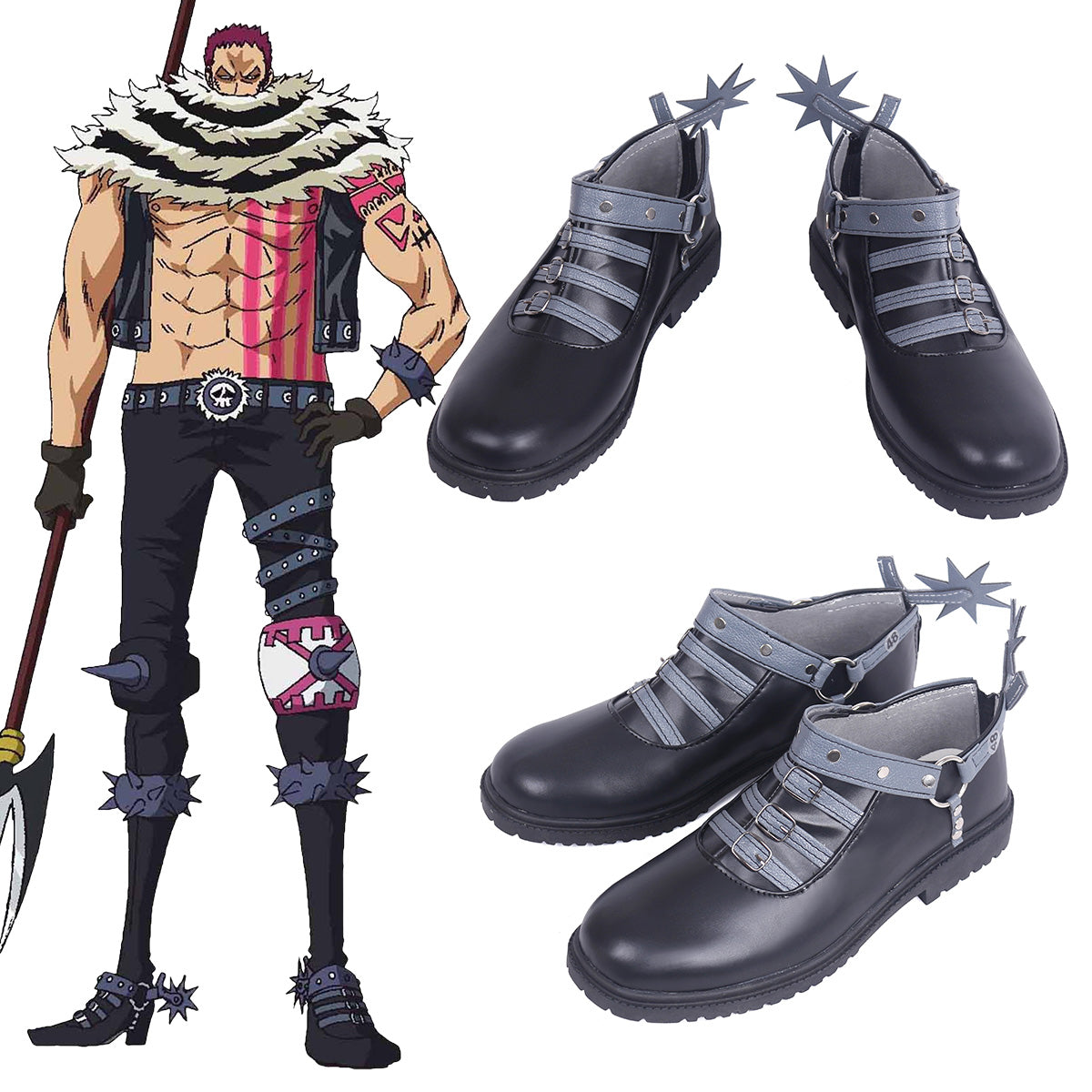 One Piece Charlotte Katakuri Black Cosplay Shoes