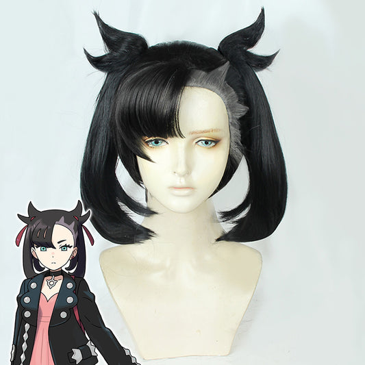 PM PM Sword And Shield Marnie Black Grey Cosplay Wig
