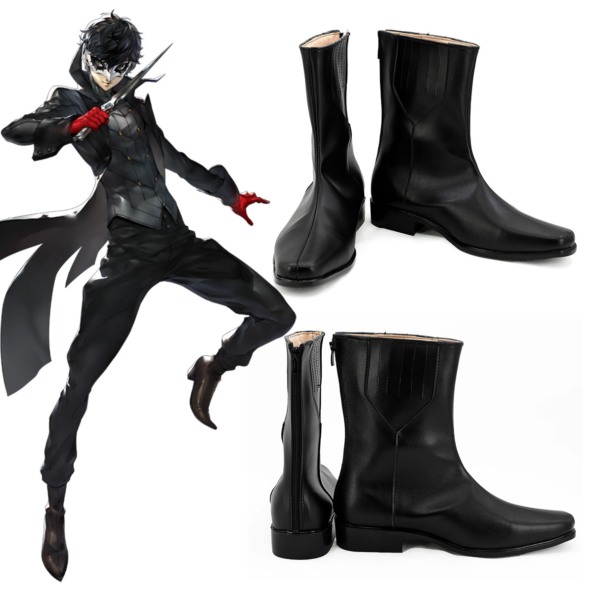 Persona 5 Joker Protagonist Akira Kurusu Ren Amamiya Black Shoes Cosplay Boots - A Edition