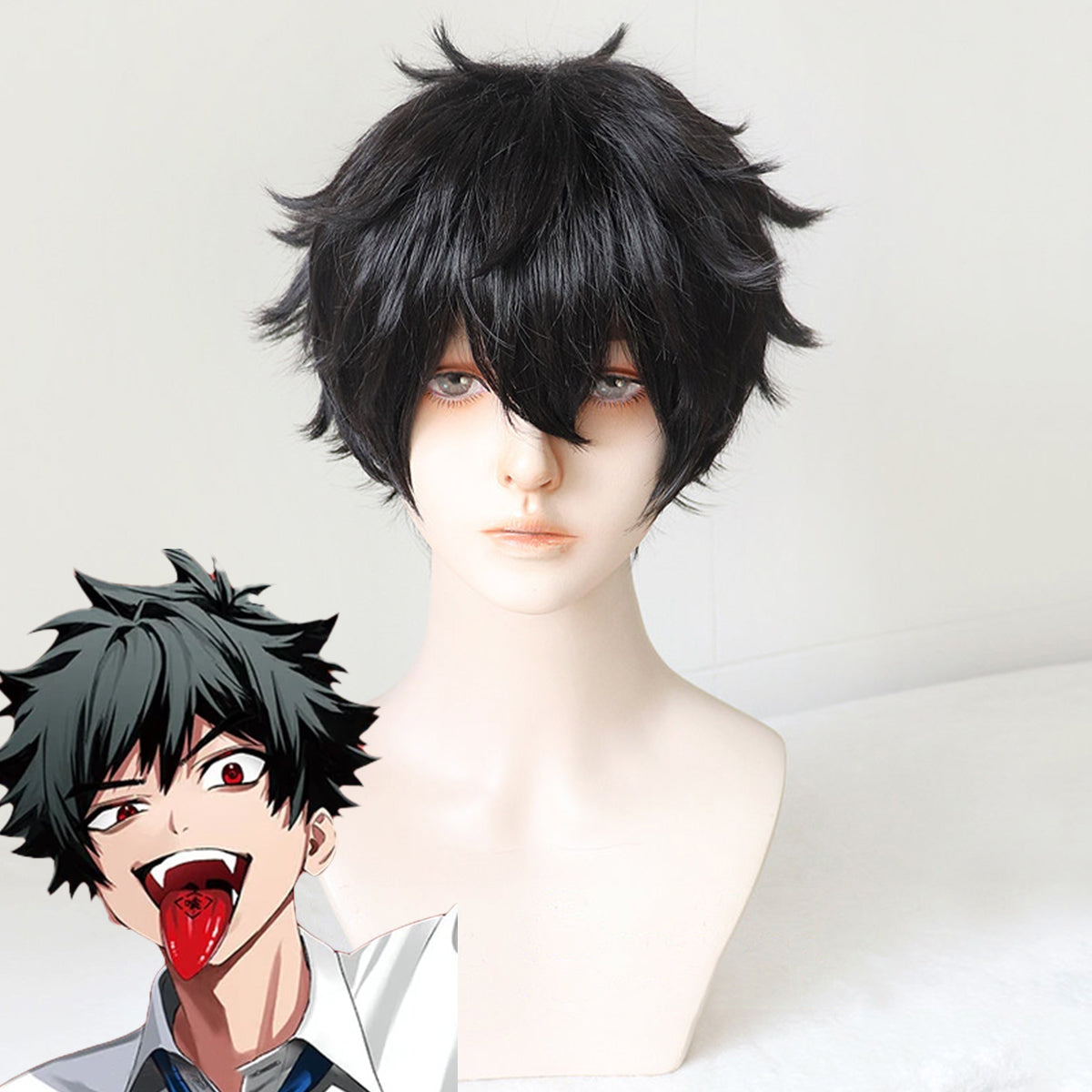 Phantom Busters Mogari Shishikuno Black Cosplay Wig