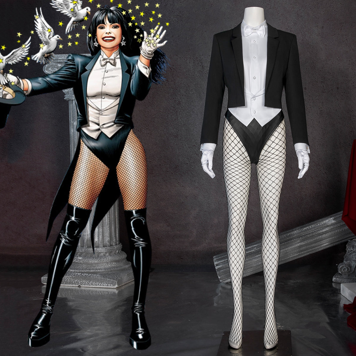 Halloween Princess of Prestidigitation  Hawkman Zatanna Zatara Mistress of Magic Cosplay Costume