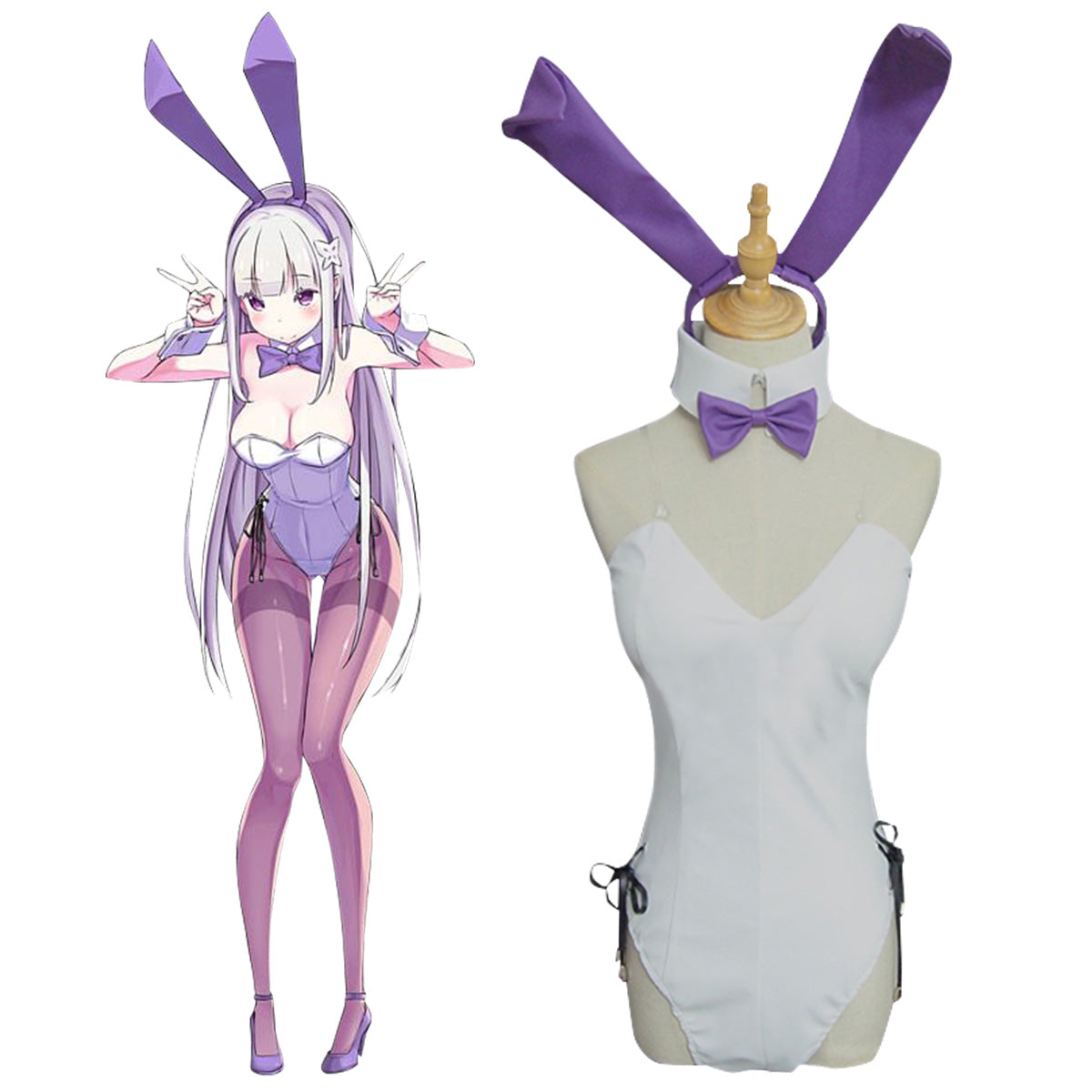 Re: Life In A Different World From Zero Emilia Bunny Girl Cosplay Costume