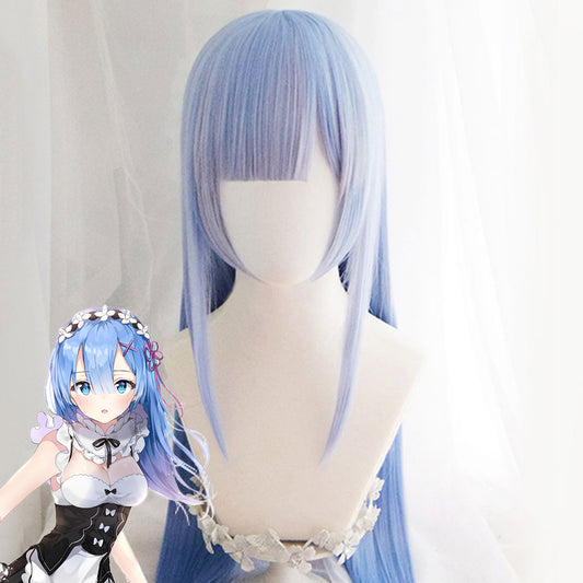 Re: Life In A Different World From Zero Rem Long Blue Cosplay Wig