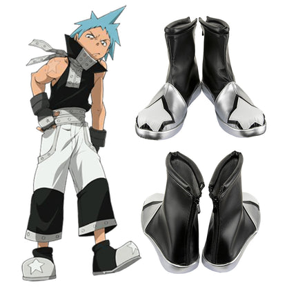 Soul Eater Black Star Black Silver Cosplay Shoes