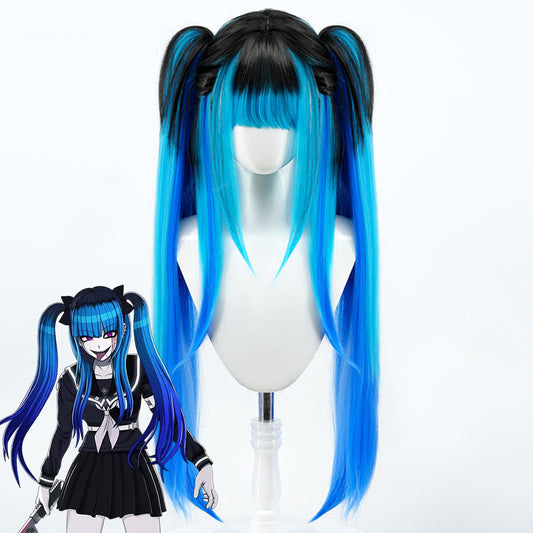 The Hundred Line -Last Defense Academy-Darumi Amemiya Blue Black Cosplay Wig