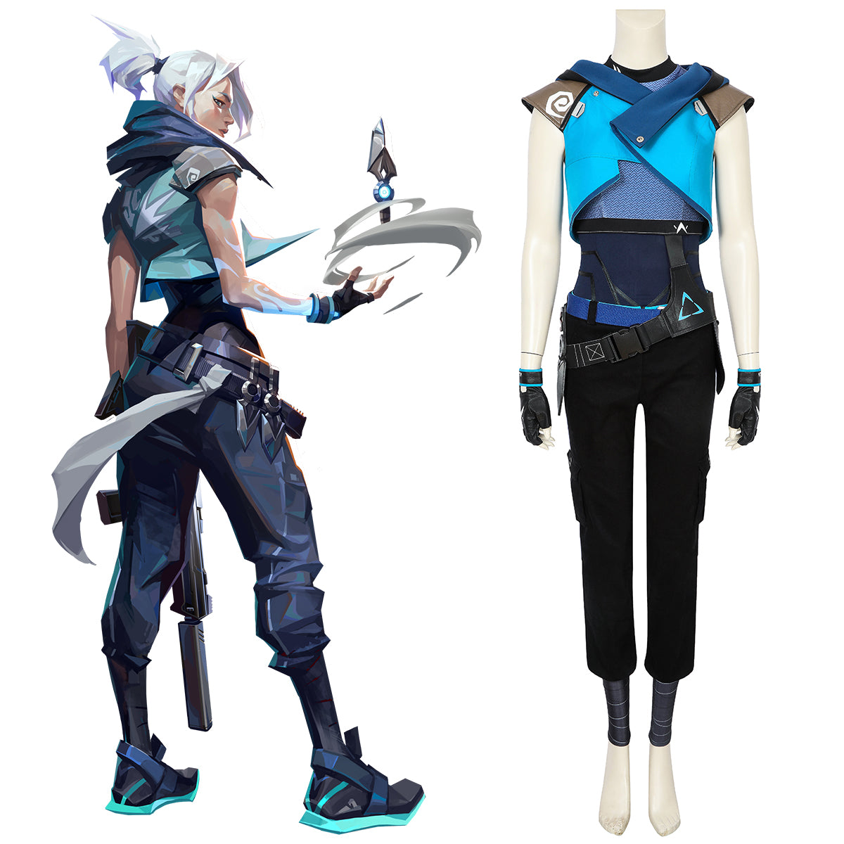 Valorant Jett Blue Cosplay Costume