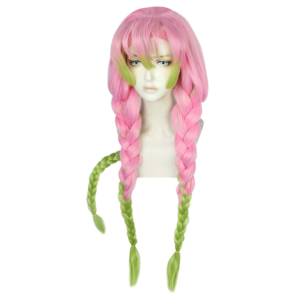 鬼滅之刃 Kanroji Mitsuri 粉色 綠色 Cosplay 假髮